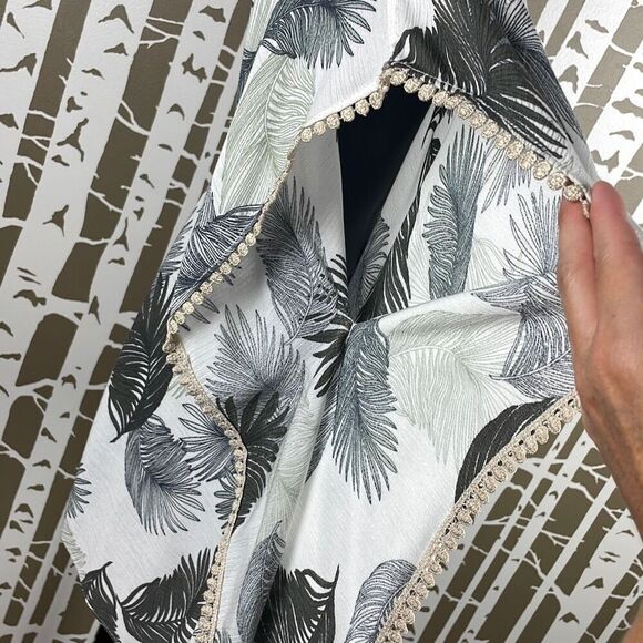 Chico's Palm Leaf Print Blouson Scarf Top S/M - Picture 5 of 14